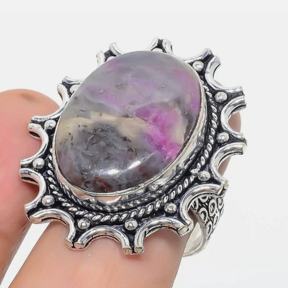 New Natural Pink Tourmaline 13 Moon 925 Silver Ring. - Picture 16 of 16